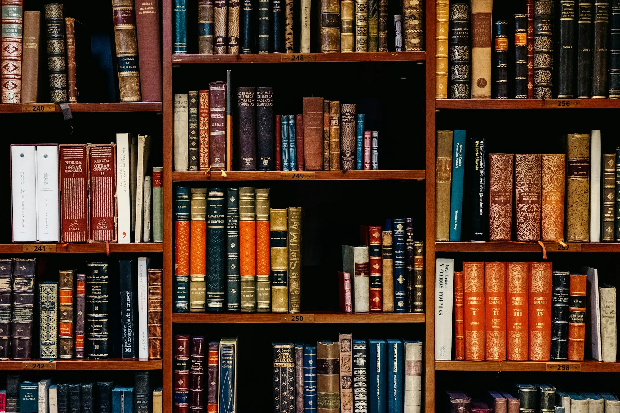 Stacks of bound volumes in an institutional library